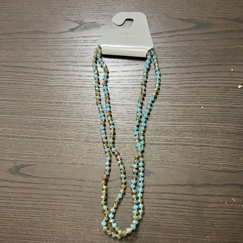 Teal & Gold Double Wrapped Necklace